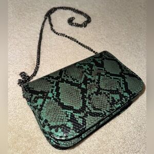 Green Snake Print Chain Purse